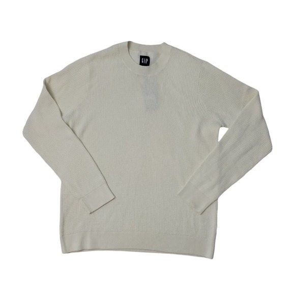 GAP Other - NWT Gap Men's Textured Waffle Stitch Crew Neck Sweater Bone White Large